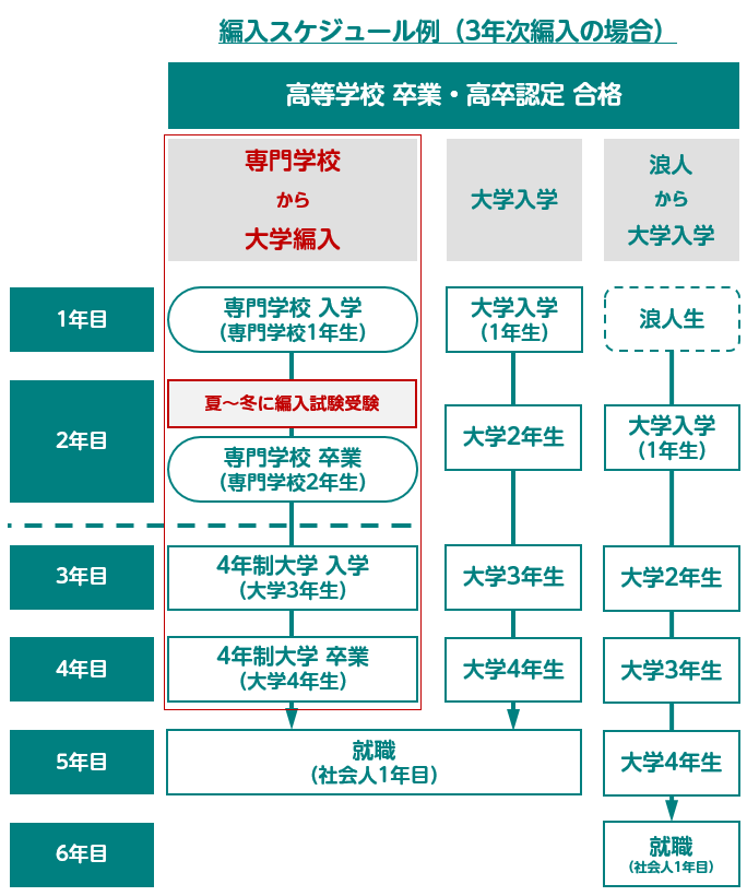 編入スケジュール例（3年次編入の場合）