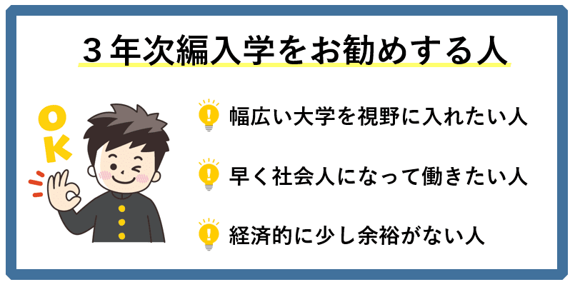 3年次編入学 お勧めする人