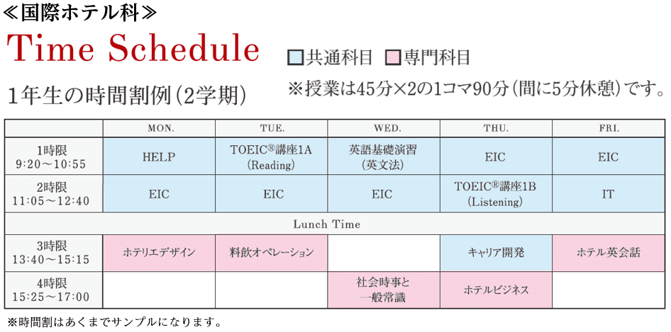 神田外語学院 時間割 国際ホテル科