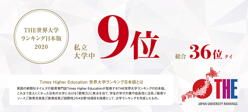 The 世界大学ランキング日本版 総合36位 私立大学9位に ニュース 神田外語大学
