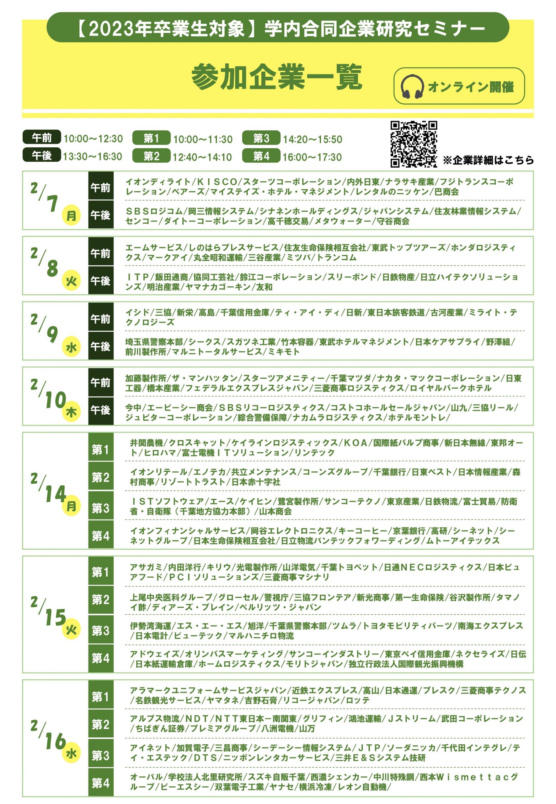 合同企業研究セミナー【参加企業一覧】